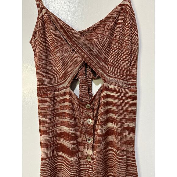For Love & Lemons Isabella Midi Dress Brown Cream Size Med/Lg (XL) NWT Stretchy - Picture 6 of 16